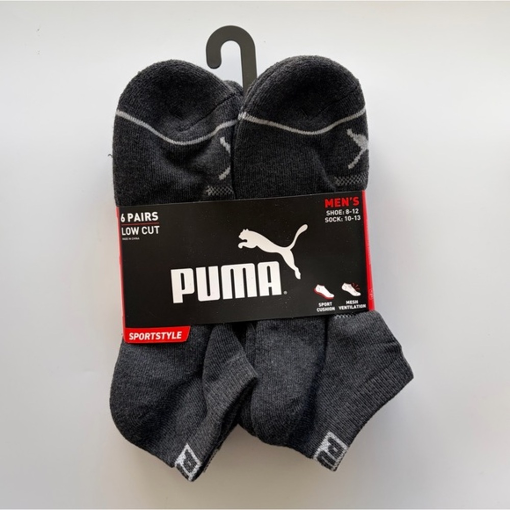 Puma men’s low cut socks 6 pack size 8-12 gray